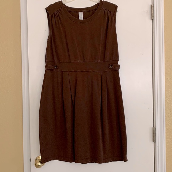 Avon Signature Collection Brown Sleeveless Dress w/Side Button Detail 1X - Picture 1 of 4